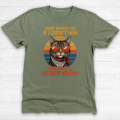 Always Winning Confident Cat Retro Style Gym Shirt