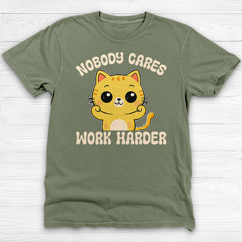 Nobody Cares Work Harder Cat Quote Funny Gym Shirt Or Pump Cover