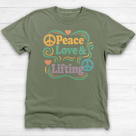 Peace Love & Lifting T-Shirt, Unisex Garment-Dyed Gym Tee