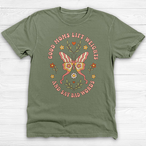 Good Moms Lift & Swear Cute Gym Tee Or Pump Cover