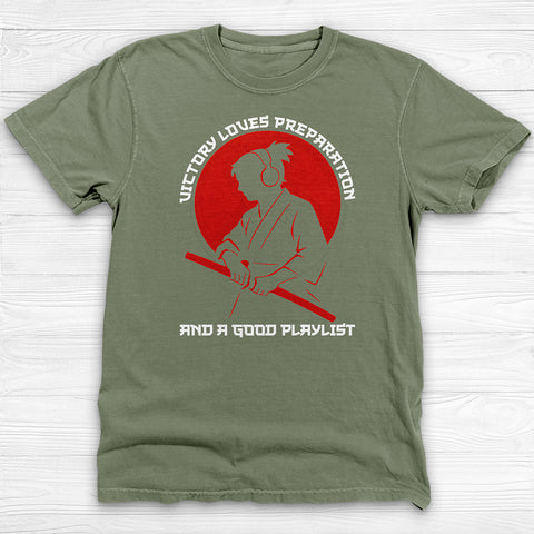 Victory Loves Preparation Samurai Shirt, Warrior Discipline Gym Tee
