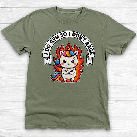 Funny Gym T-Shirt for Unicorn Lovers, I Do Gym So I Don't Rage