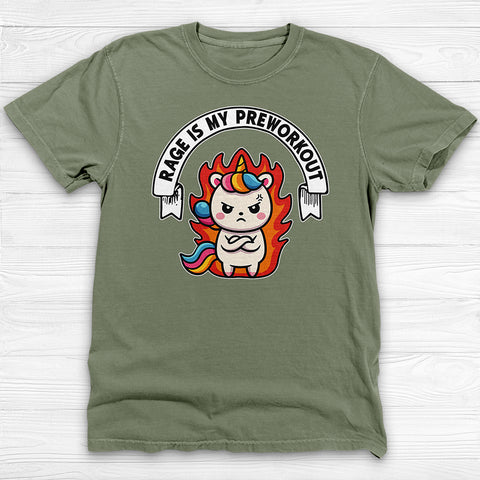 Rage Is My Preworkout Unicorn Shirt, Funny Gym Tee or Pump Cover