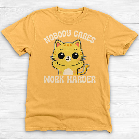 Nobody Cares Work Harder Cat Quote Funny Gym Shirt Or Pump Cover