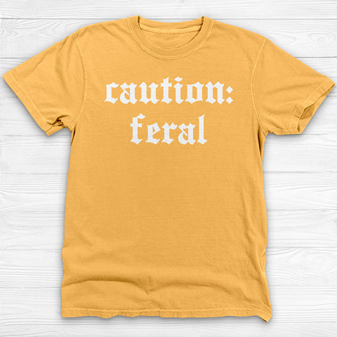 Caution Feral Gym Shirt, Fitness Humor Workout Tee