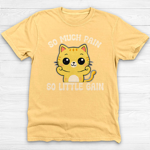So Much Pain So Little Gain Funny Cat Gym Shirt β Workout Humor Tee for Lifters
