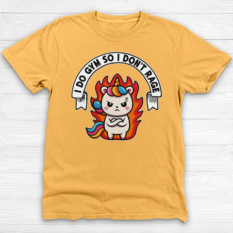 Funny Gym T-Shirt for Unicorn Lovers, I Do Gym So I Don't Rage