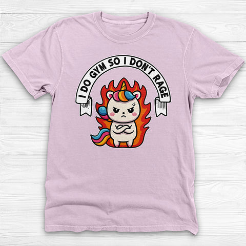Funny Gym T-Shirt for Unicorn Lovers, I Do Gym So I Don't Rage