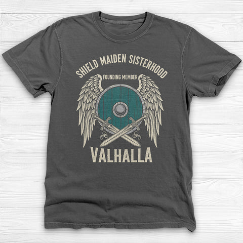 Shield Maiden Sisterhood Gym Shirt, Vintage Norse Warrior Tee