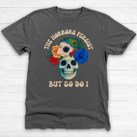The Horrors Persist Floral Skull Gym Tee, Resilience Under Pressure