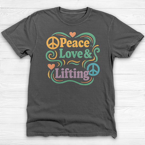 Peace Love & Lifting T-Shirt, Unisex Garment-Dyed Gym Tee