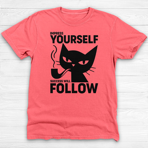 Success Will Follow Gym Tee, Cat-Themed Motivational Shirt