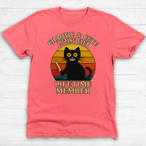Chaotic & Cute Lifting Club Gym T-shirt, Cat lovers gift, Workout apparel, Fun gym wear