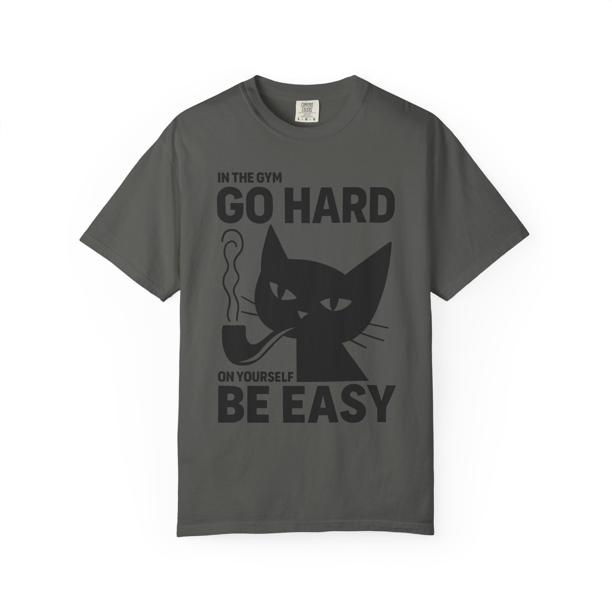 Go Hard But Be Easy, Mental Health Cat Gym Shirt or Pump Cover-T-Shirt-Gym Classics