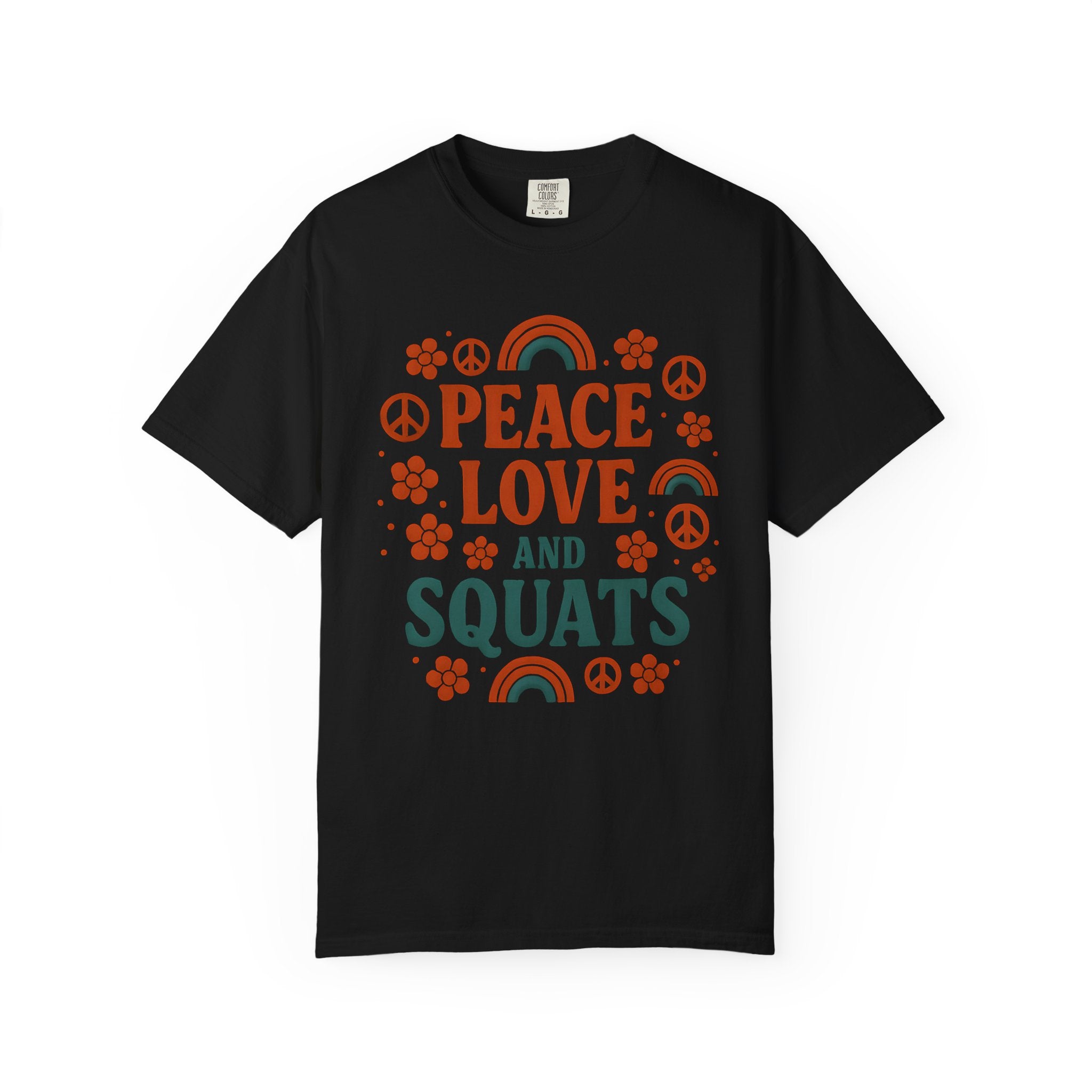 Peace Love & Squats Gym Shirt, Vintage Style Workout Tee-T-Shirt-Gym Classics