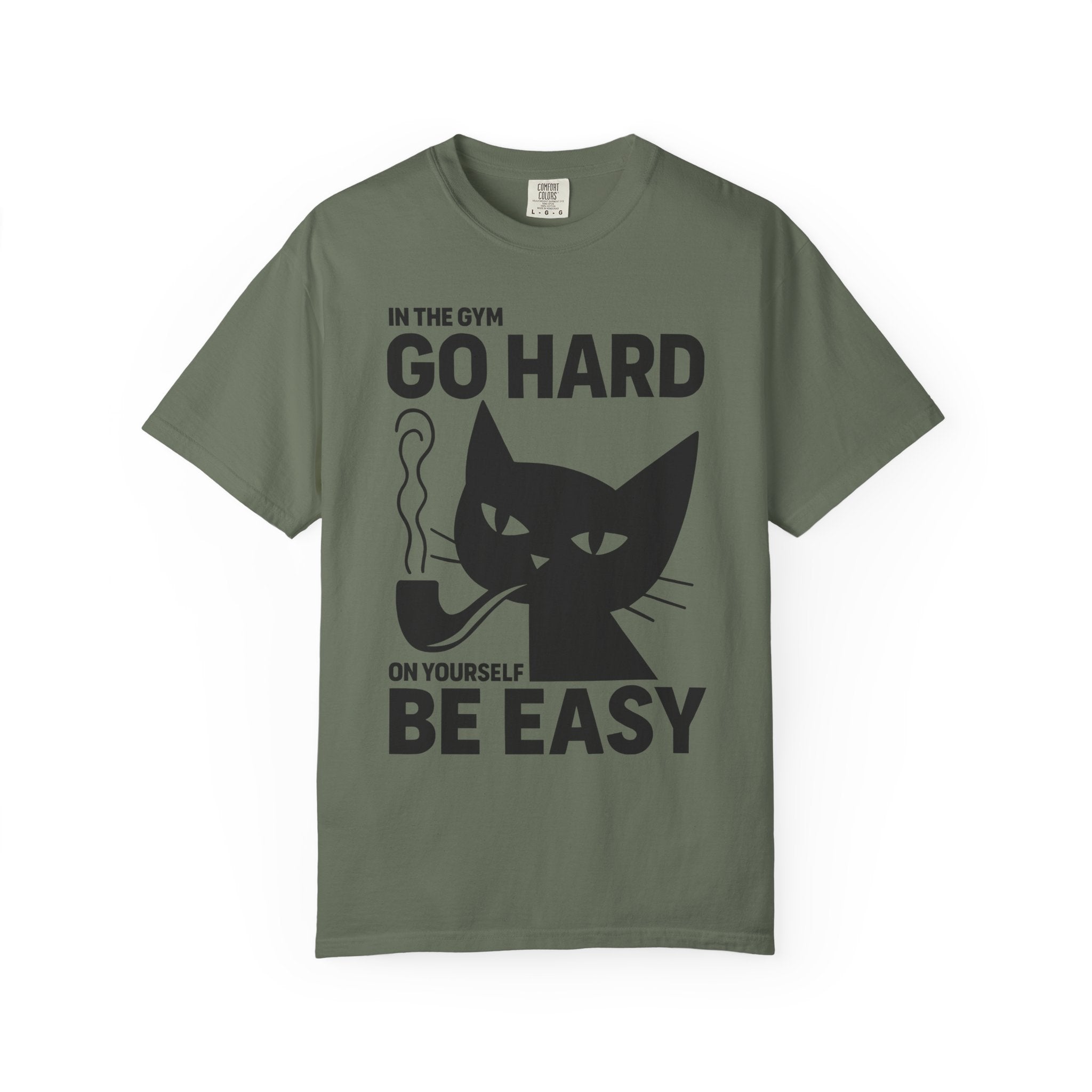Go Hard But Be Easy, Mental Health Cat Gym Shirt or Pump Cover-T-Shirt-Gym Classics