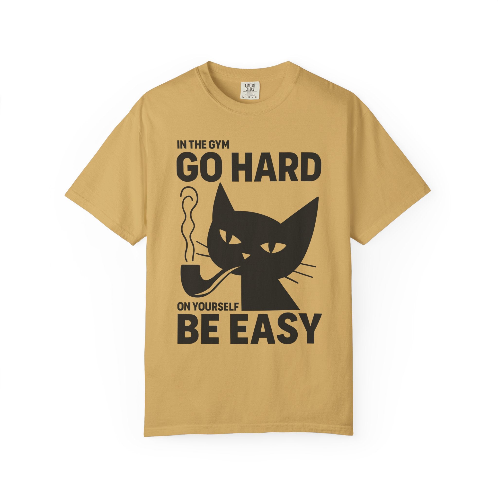 Go Hard But Be Easy, Mental Health Cat Gym Shirt or Pump Cover-T-Shirt-Gym Classics