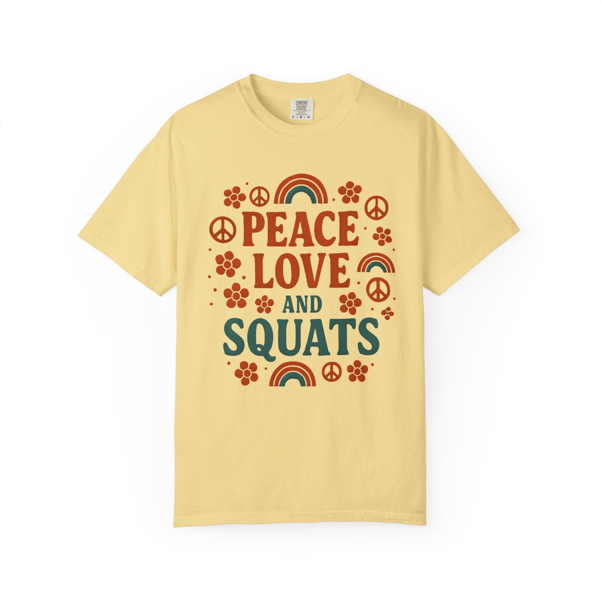 Peace Love & Squats Gym Shirt, Vintage Style Workout Tee-T-Shirt-Gym Classics