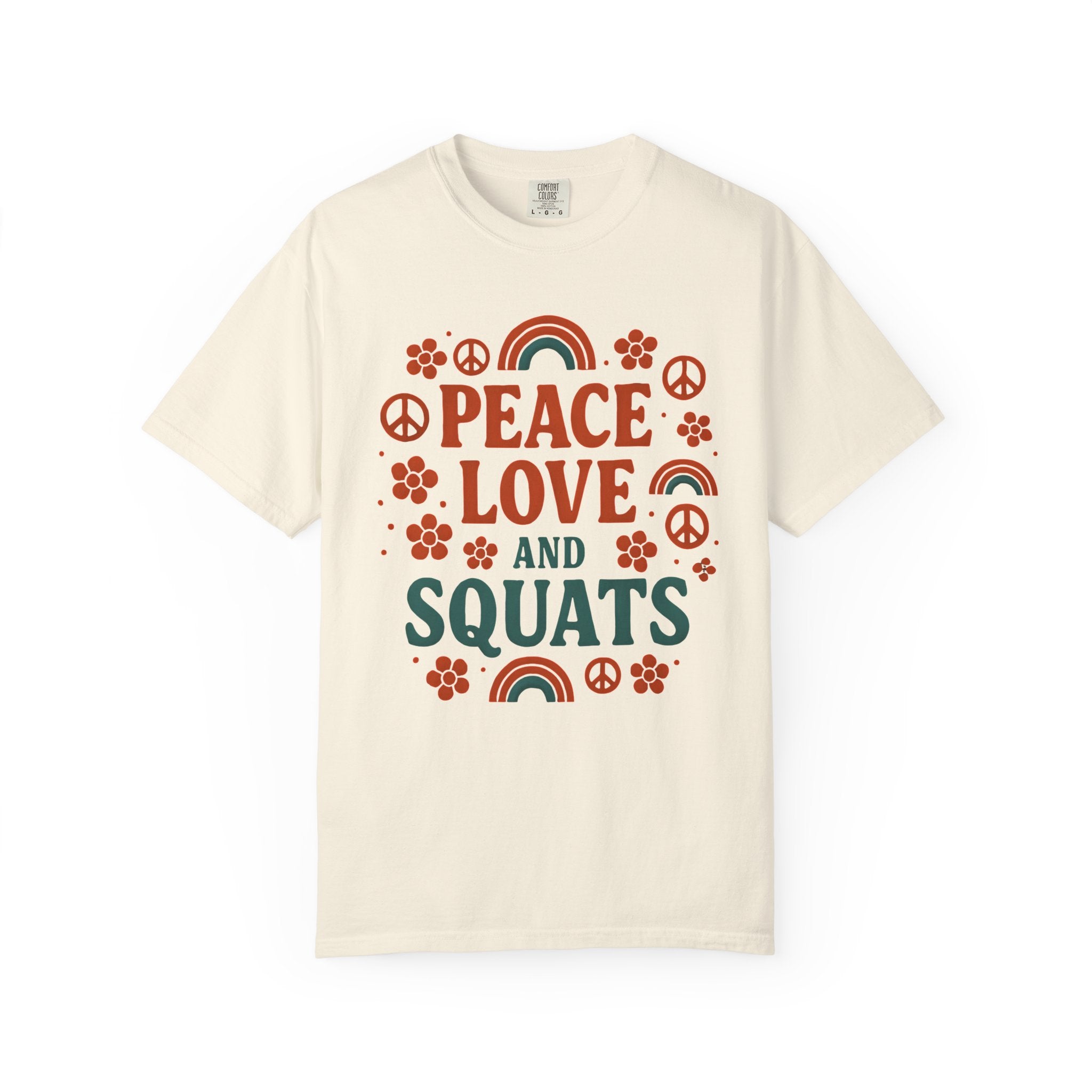 Peace Love & Squats Gym Shirt, Vintage Style Workout Tee-T-Shirt-Gym Classics