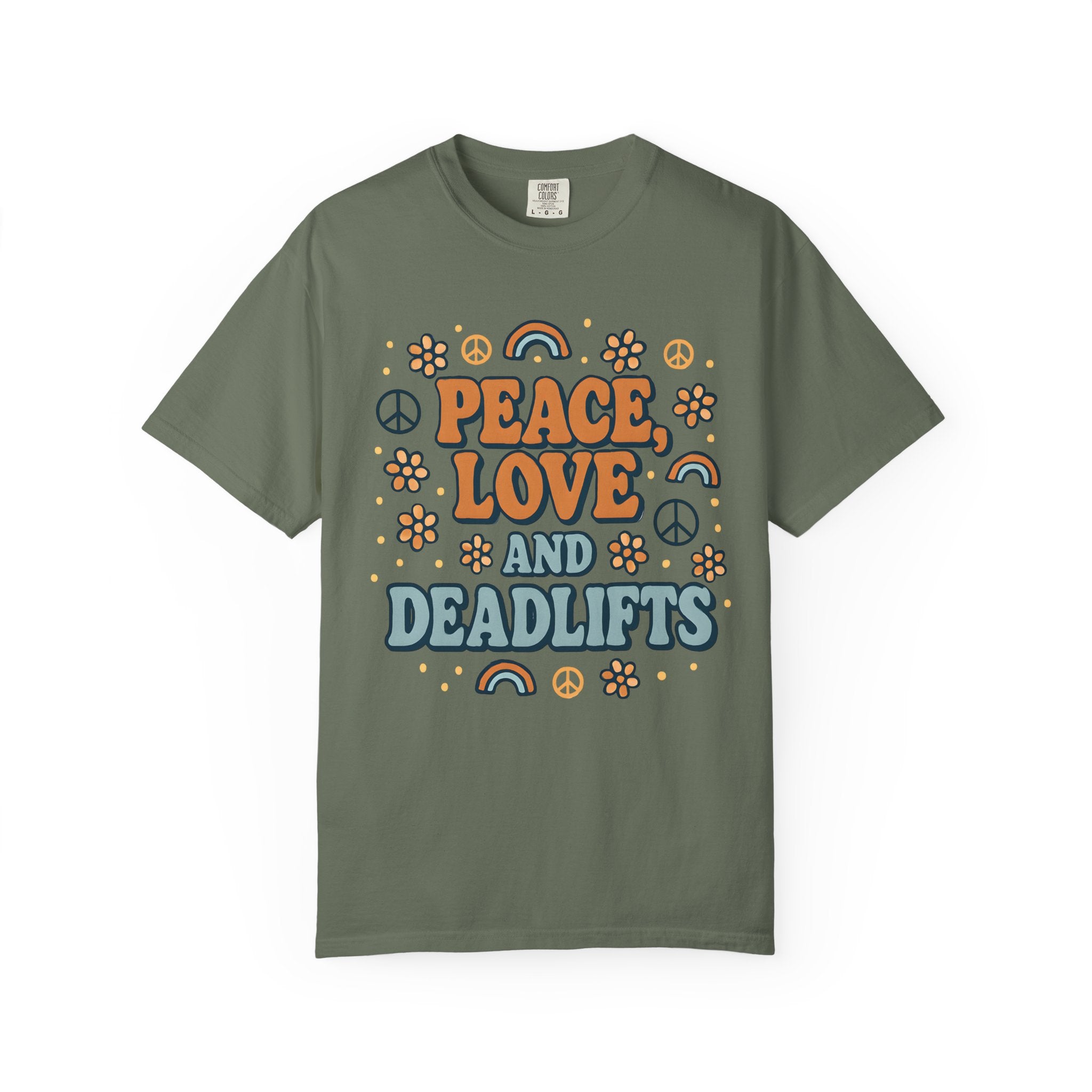 Peace Love Deadlifts Gym Shirt, Vintage Style Workout Tee-T-Shirt-Gym Classics