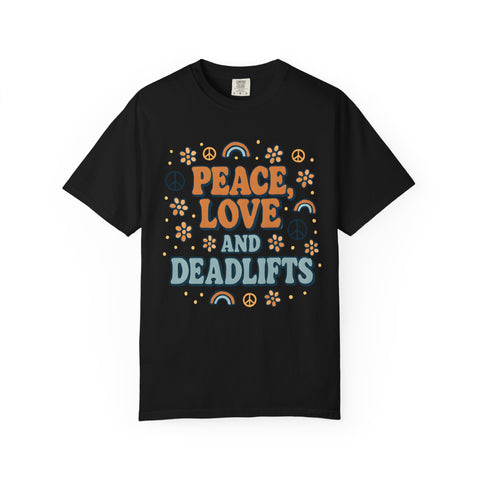 Peace Love Deadlifts Gym Shirt, Vintage Style Workout Tee