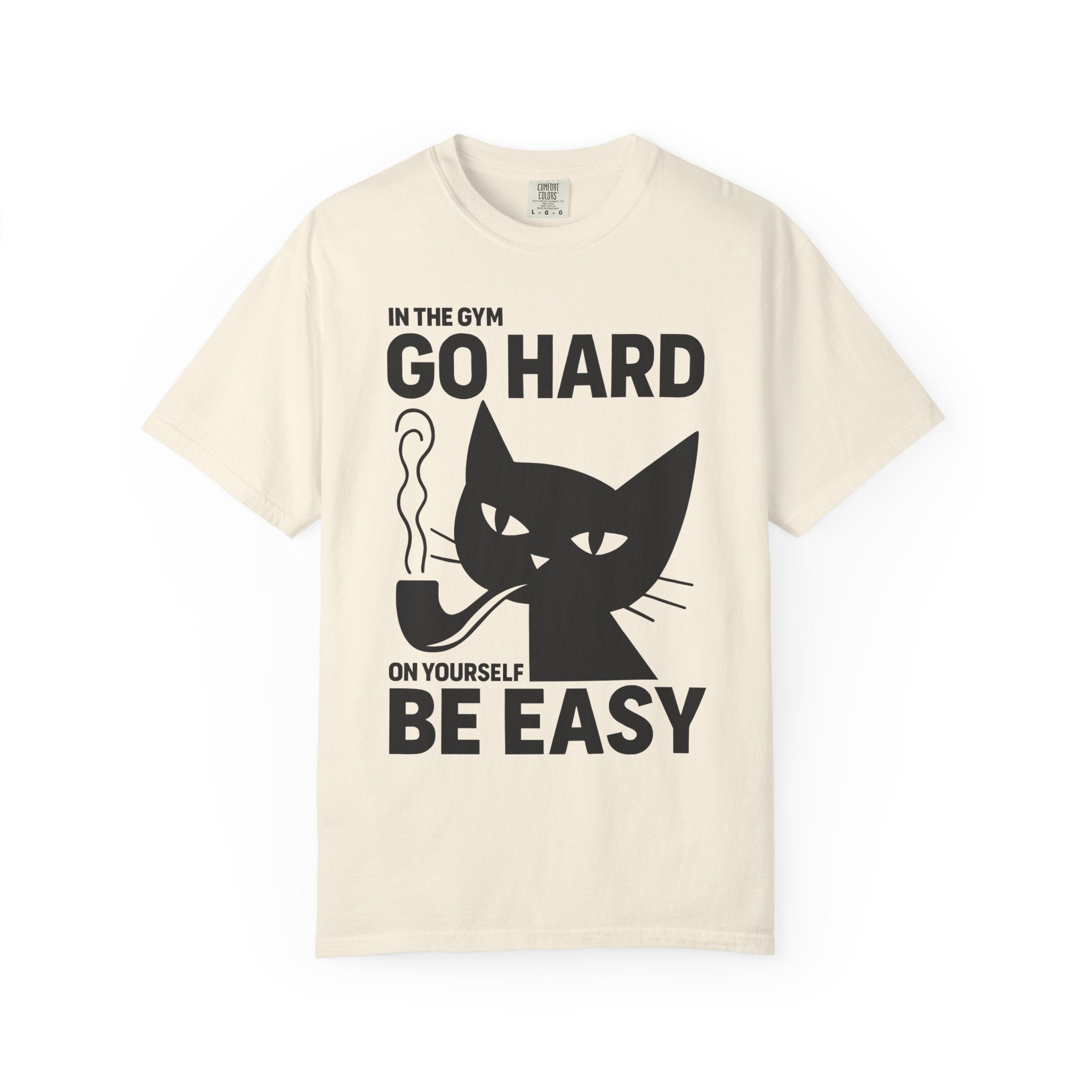 Go Hard But Be Easy, Mental Health Cat Gym Shirt or Pump Cover-T-Shirt-Gym Classics