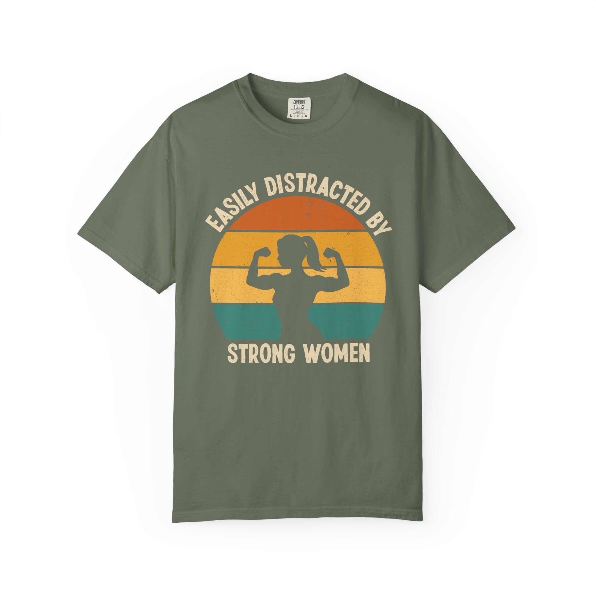 Easily Distracted by Strong Women, Funny Gym Shirt or Pump Cover-T-Shirt-Gym Classics