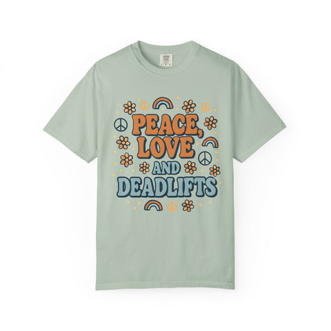 Peace Love Deadlifts Gym Shirt, Vintage Style Workout Tee