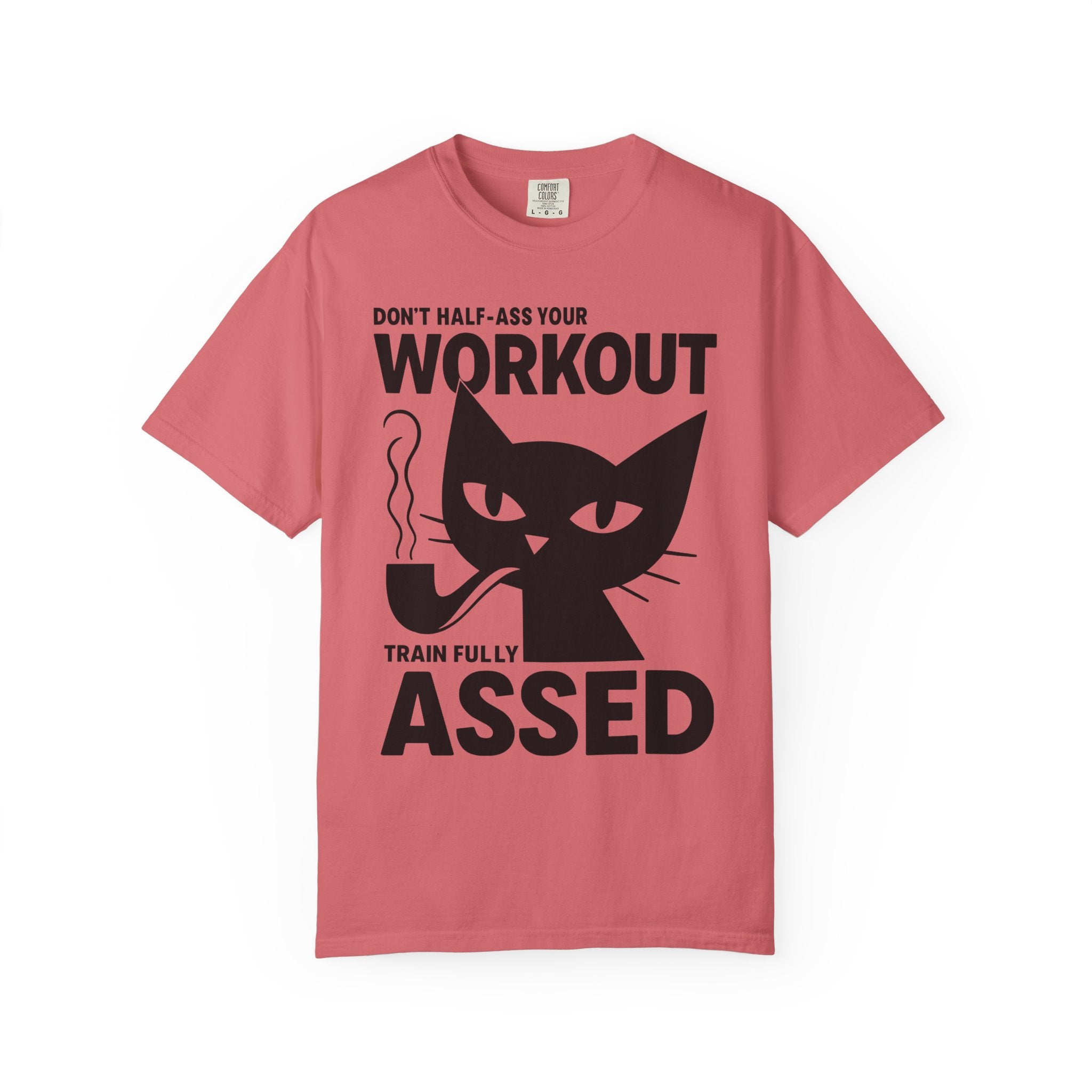 Don't Half-Ass Your Workout, Motivational Cat Gym Tee-T-Shirt-Gym Classics
