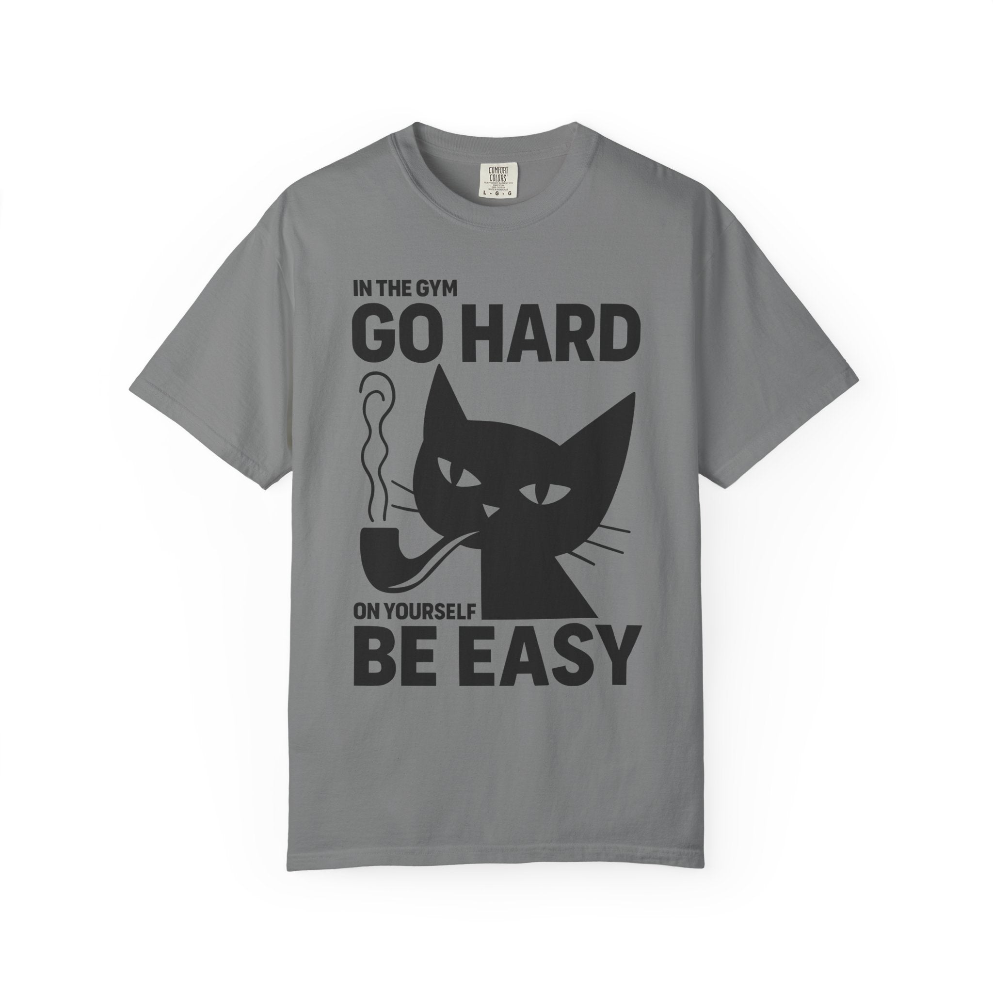 Go Hard But Be Easy, Mental Health Cat Gym Shirt or Pump Cover-T-Shirt-Gym Classics