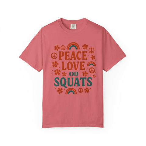 Peace Love & Squats Gym Shirt, Vintage Style Workout Tee