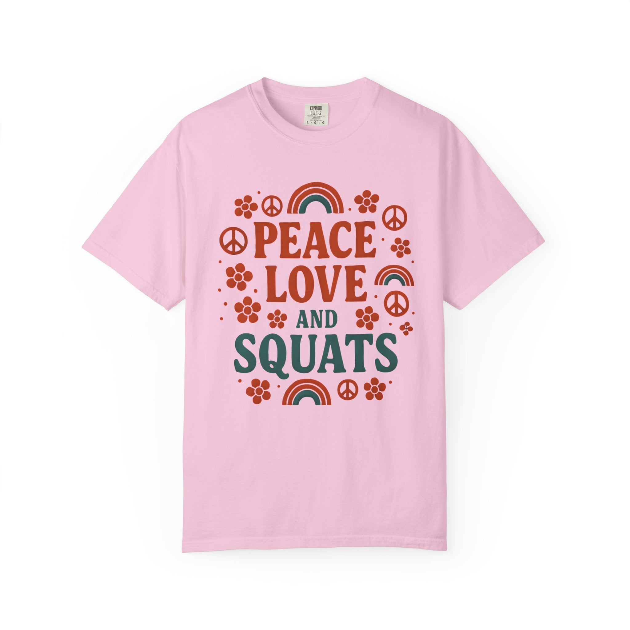 Peace Love & Squats Gym Shirt, Vintage Style Workout Tee-T-Shirt-Gym Classics
