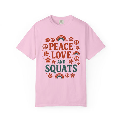 Peace Love & Squats Gym Shirt, Vintage Style Workout Tee