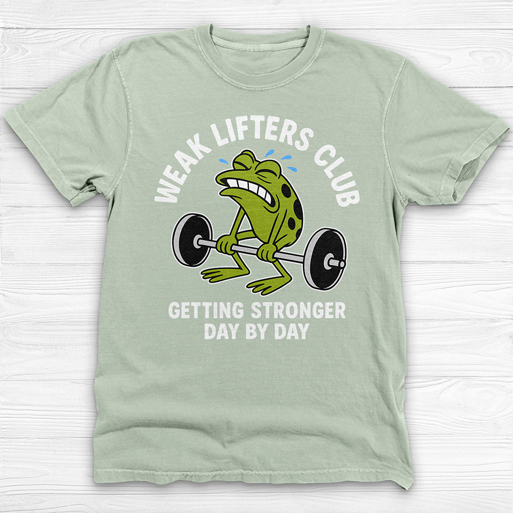 Weak Lifters Club Funny Frog Gym Shirt, Workout Humor Tee for Gym Lovers-T-Shirt-Gym Classics