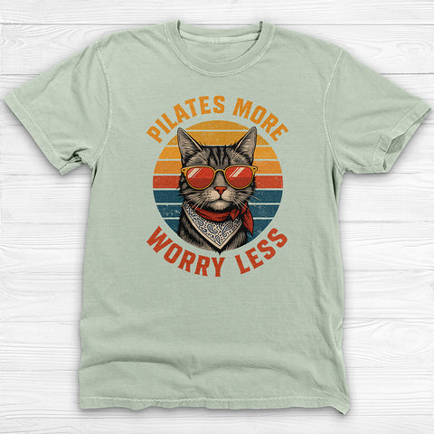 Pilates Cat T-Shirt, Cute Fitness Tee for Pilates Lovers