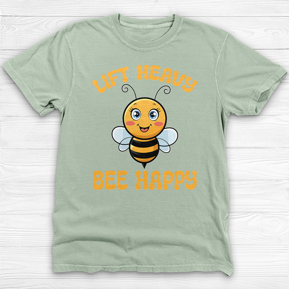 Lift Heavy Bee Happy Gym T-Shirt, Cute Bee Gym Apparel-T-Shirt-Gym Classics