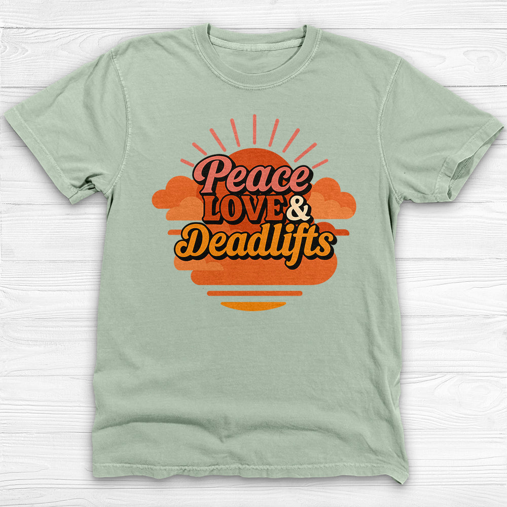 Peace, Love & Deadlifts T-Shirt, Motivational Gym Tee for Fitness Lovers-T-Shirt-Gym Classics