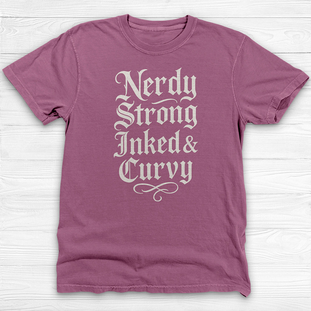 Strong Inked Curvy Nerdy – Bold Gym Shirt for Bold Women-T-Shirt-Gym Classics
