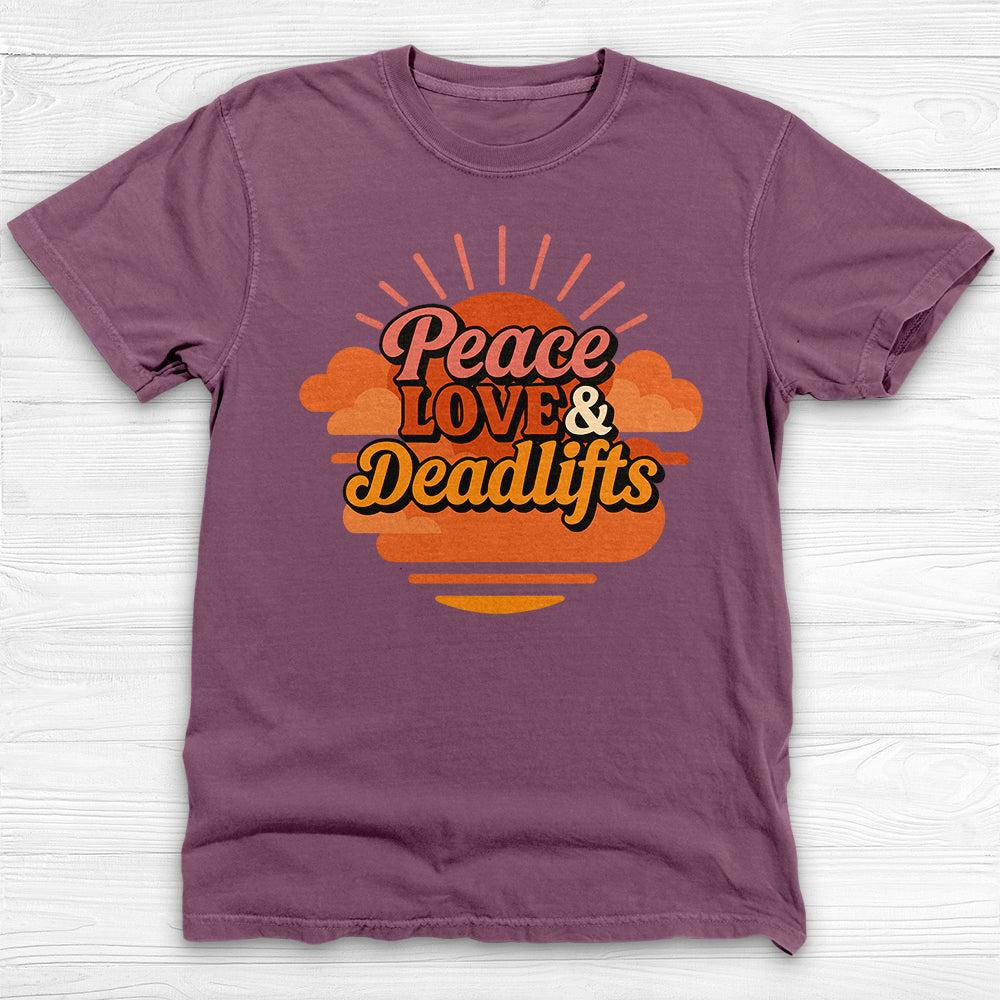 Peace, Love & Deadlifts T-Shirt, Motivational Gym Tee for Fitness Lovers-T-Shirt-Gym Classics