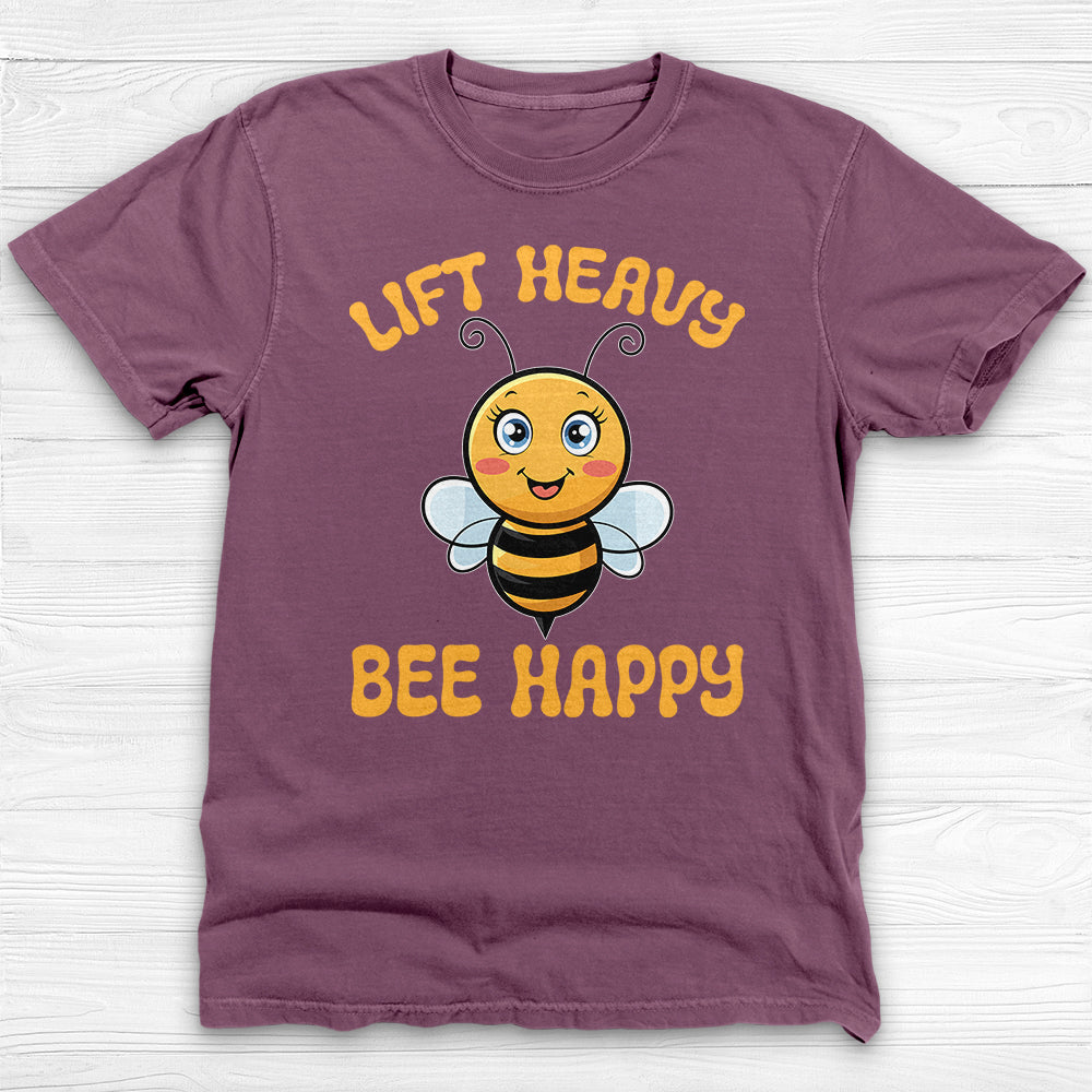 Lift Heavy Bee Happy Gym T-Shirt, Cute Bee Gym Apparel-T-Shirt-Gym Classics