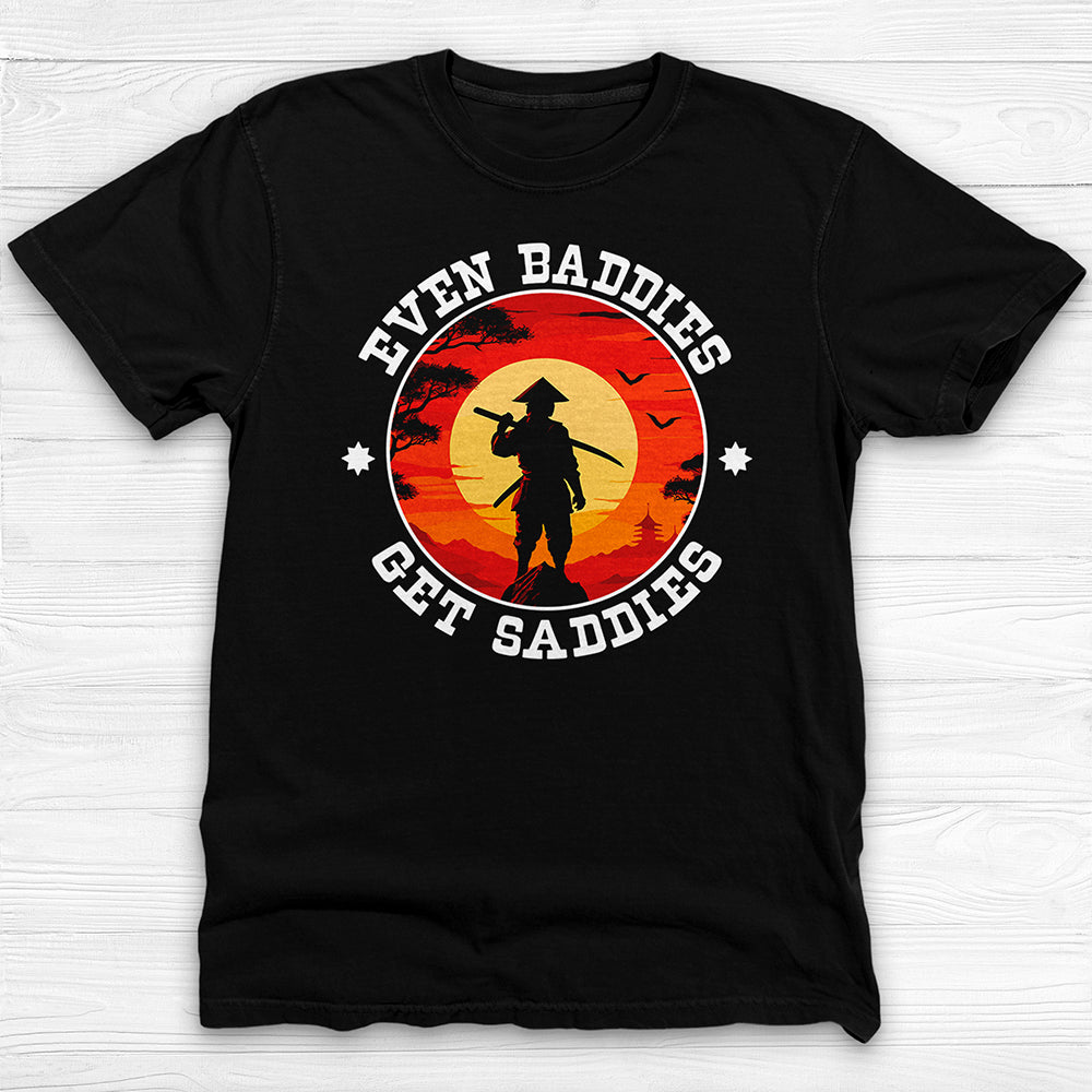 Even Baddies Get Saddies Samurai Unisex Graphic Tee, Mental Health Design