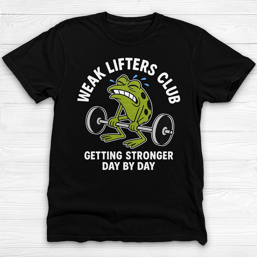 Weak Lifters Club Funny Frog Gym Shirt, Workout Humor Tee for Gym Lovers-T-Shirt-Gym Classics