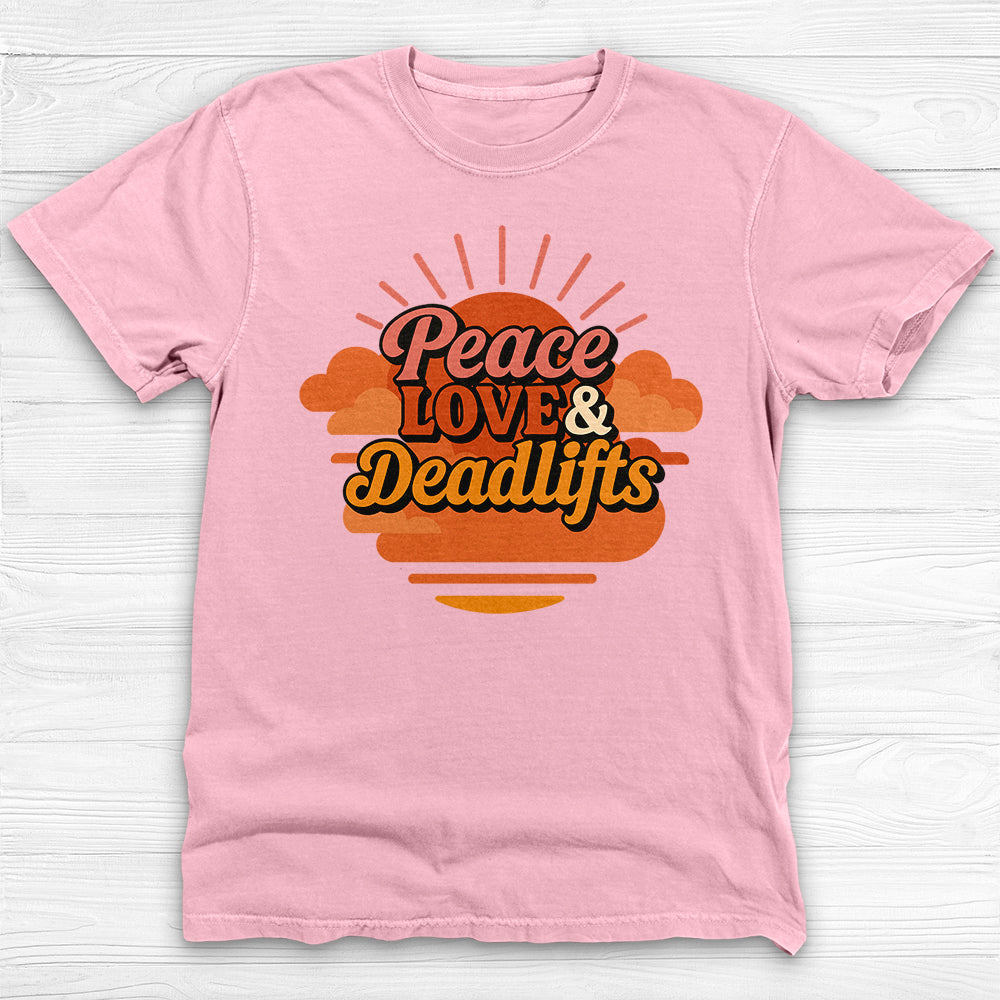 Peace, Love & Deadlifts T-Shirt, Motivational Gym Tee for Fitness Lovers-T-Shirt-Gym Classics