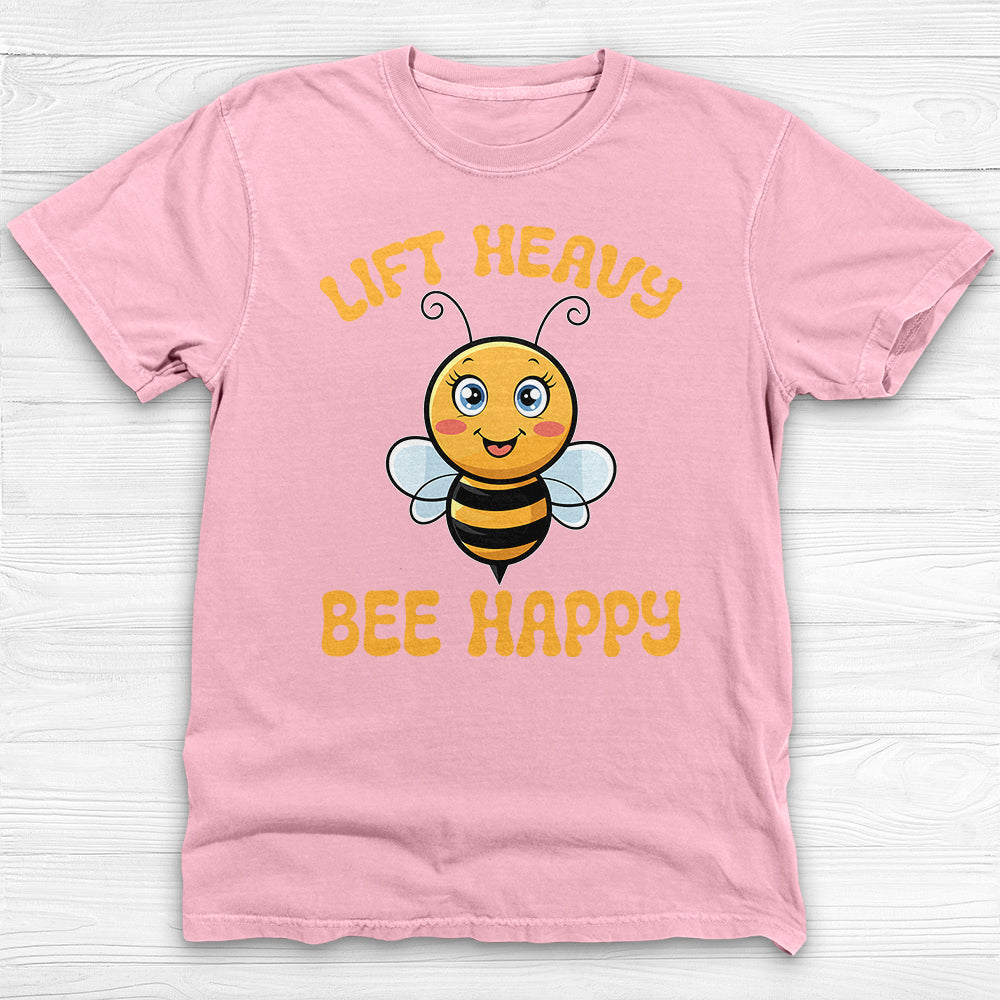 Lift Heavy Bee Happy Gym T-Shirt, Cute Bee Gym Apparel-T-Shirt-Gym Classics
