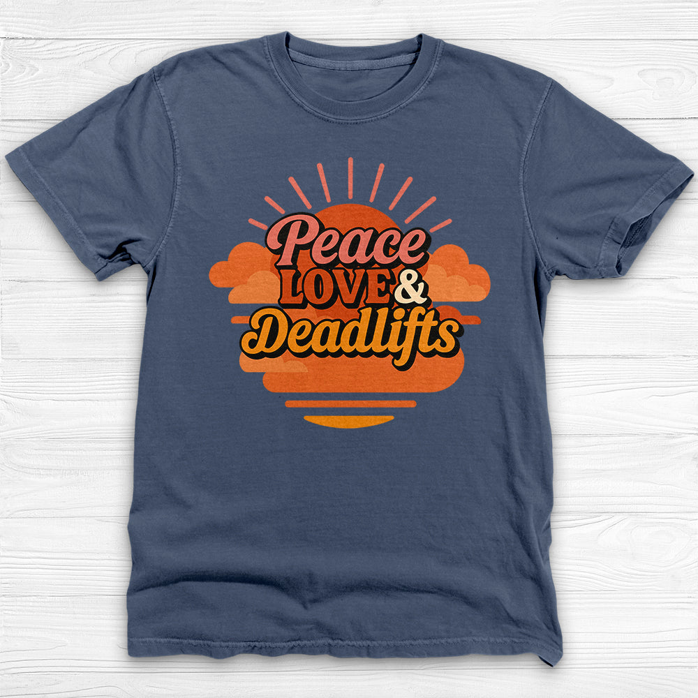 Peace, Love & Deadlifts T-Shirt, Motivational Gym Tee for Fitness Lovers-T-Shirt-Gym Classics