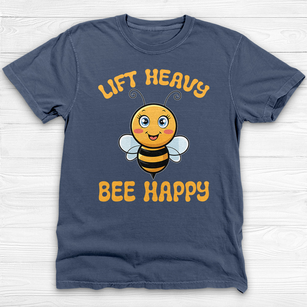 Lift Heavy Bee Happy Gym T-Shirt, Cute Bee Gym Apparel-T-Shirt-Gym Classics