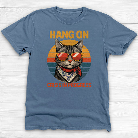 Hang On Vintage Mental Health Crisis Cat Gym Shirt