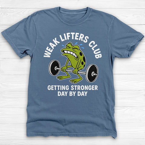 Weak Lifters Club Funny Frog Gym Shirt, Workout Humor Tee for Gym Lovers