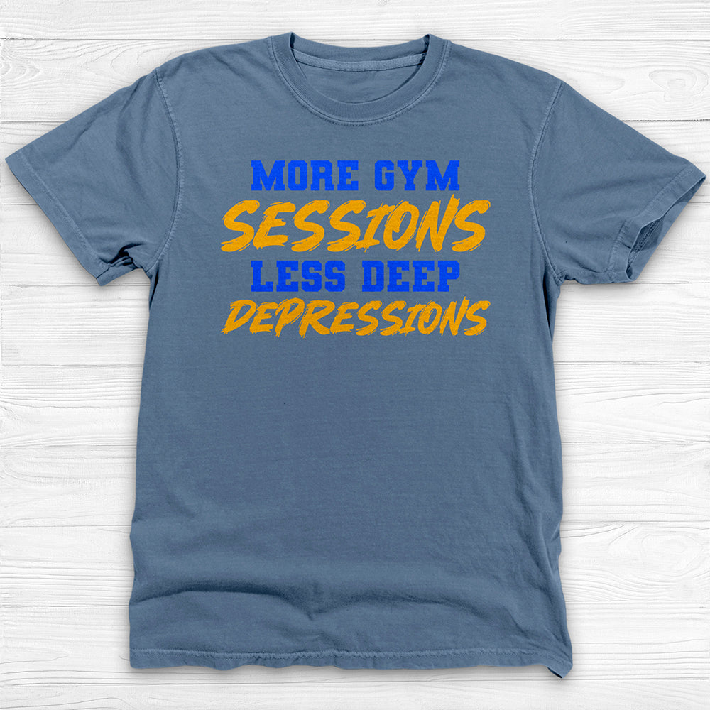 More Gym Sessions Less Depressions, Mental Health Gym Shirt-T-Shirt-Gym Classics
