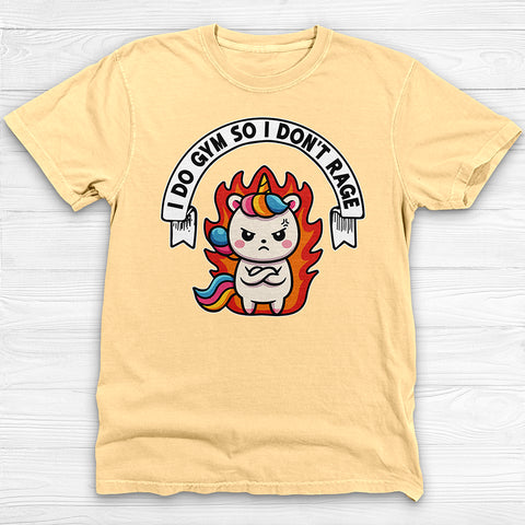 Funny Gym T-Shirt for Unicorn Lovers, I Do Gym So I Don't Rage